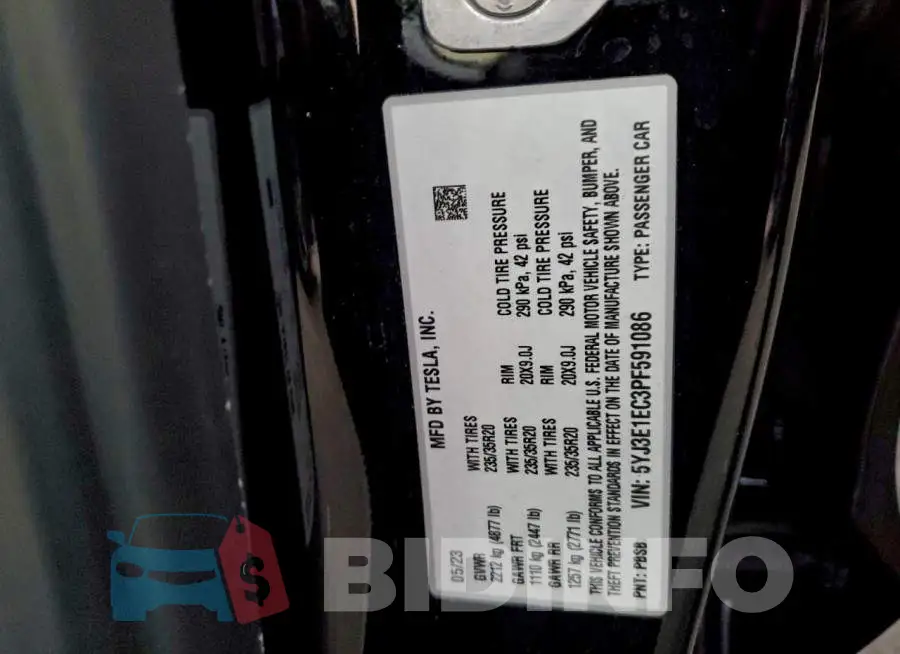 5YJ3E1EC3PF591086 Photo# 12