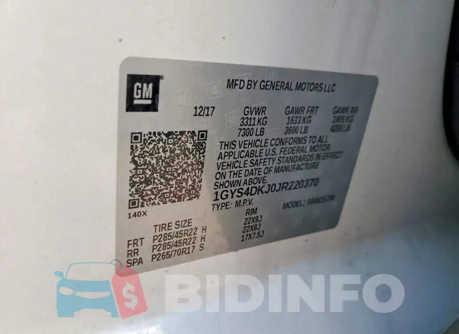 1GYS4DKJ0JR220370 Photo# 13