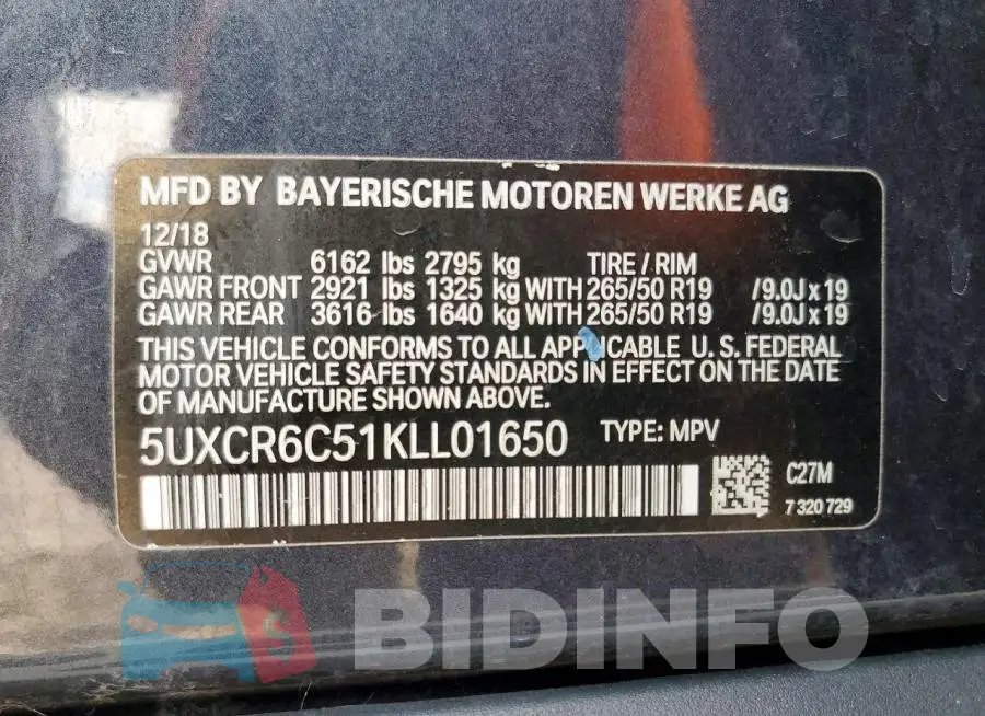 5UXCR6C51KLL01650 Photo# 13