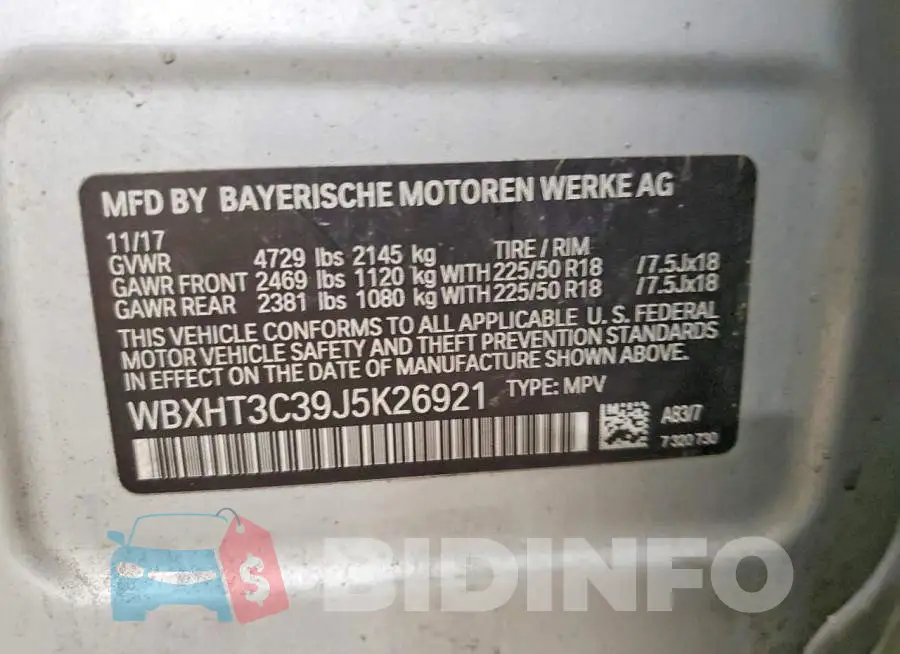 WBXHT3C39J5K26921 Photo# 13