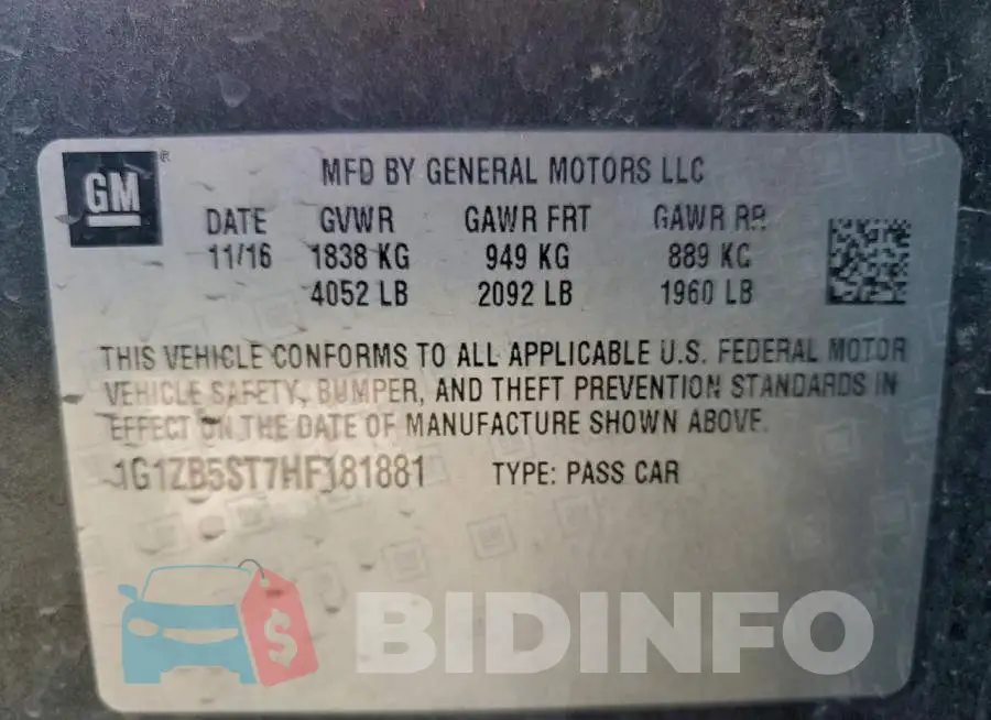 1G1ZB5ST7HF181881 Photo# 12