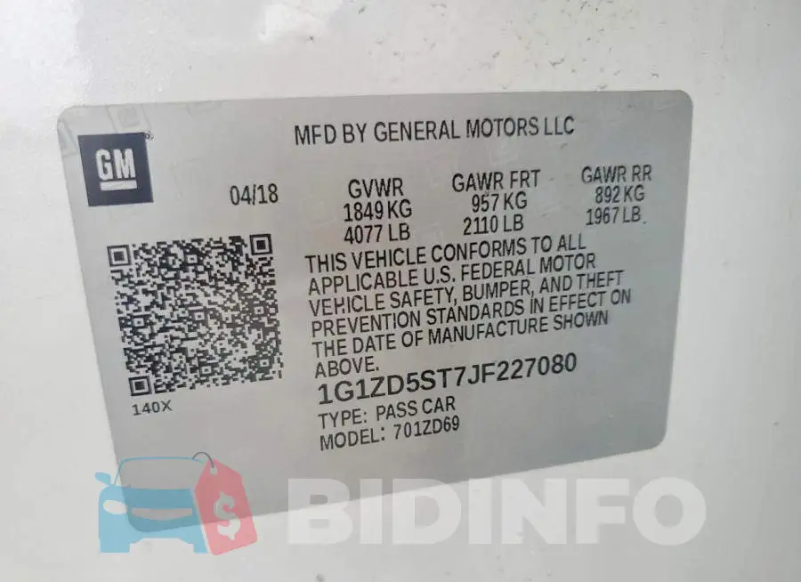 1G1ZD5ST7JF227080 Photo# 12