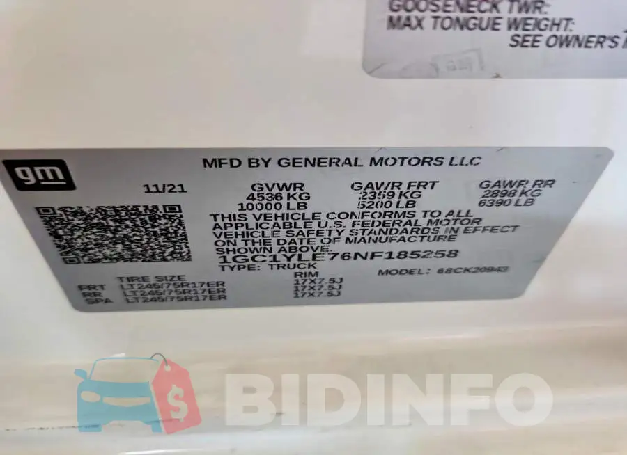 1GC1YLE76NF185258 Photo# 13