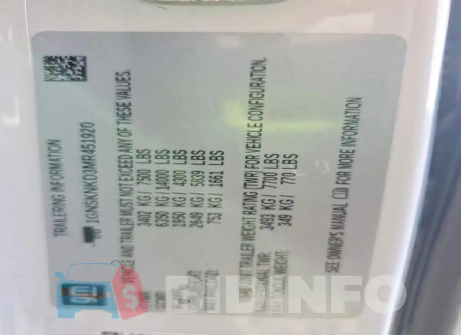 1GNSKNKD3MR451920 Photo# 13