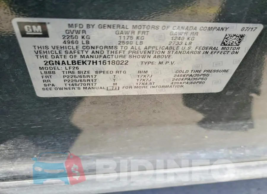 2GNALBEK7H1618022 Photo# 13