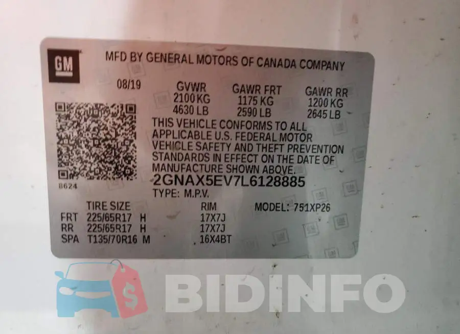 2GNAX5EV7L6128885 Photo# 13