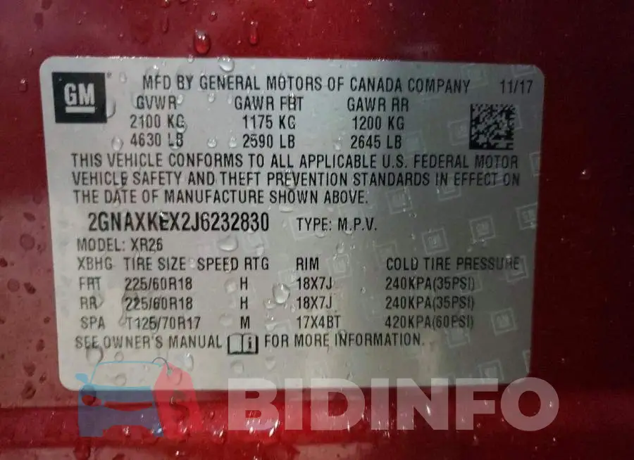 2GNAXKEX2J6232830 Photo# 13