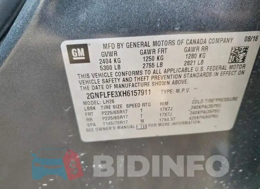 2GNFLFE3XH6157911 Photo# 13