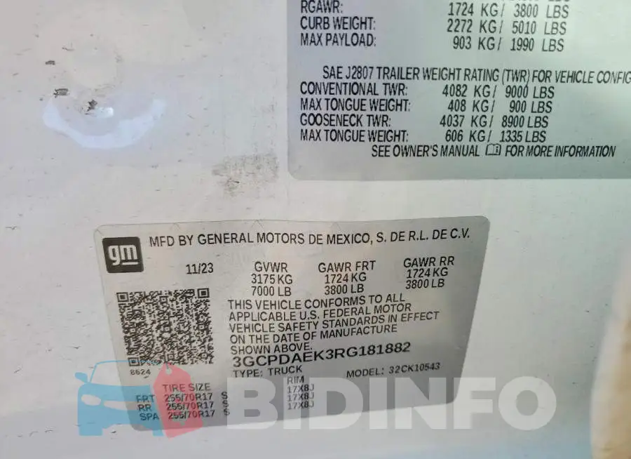 3GCPDAEK3RG181882 Photo# 12
