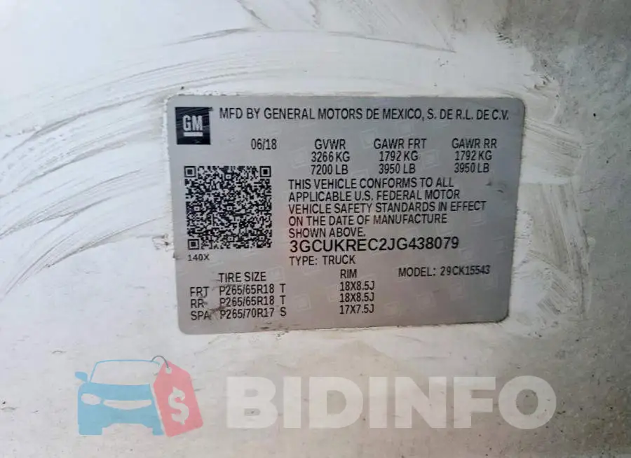 3GCUKREC2JG438079 Photo# 12