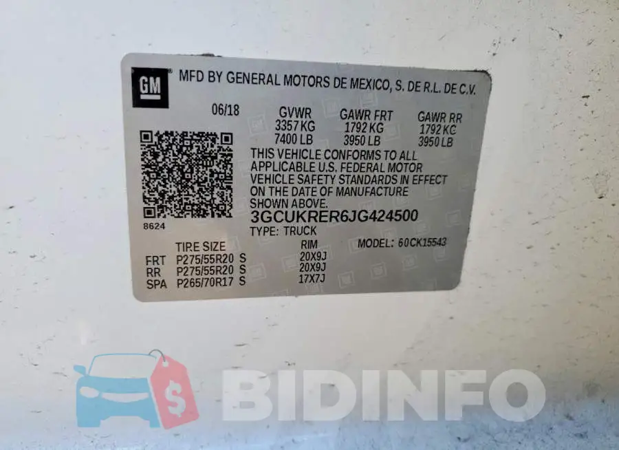 3GCUKRER6JG424500 Photo# 12