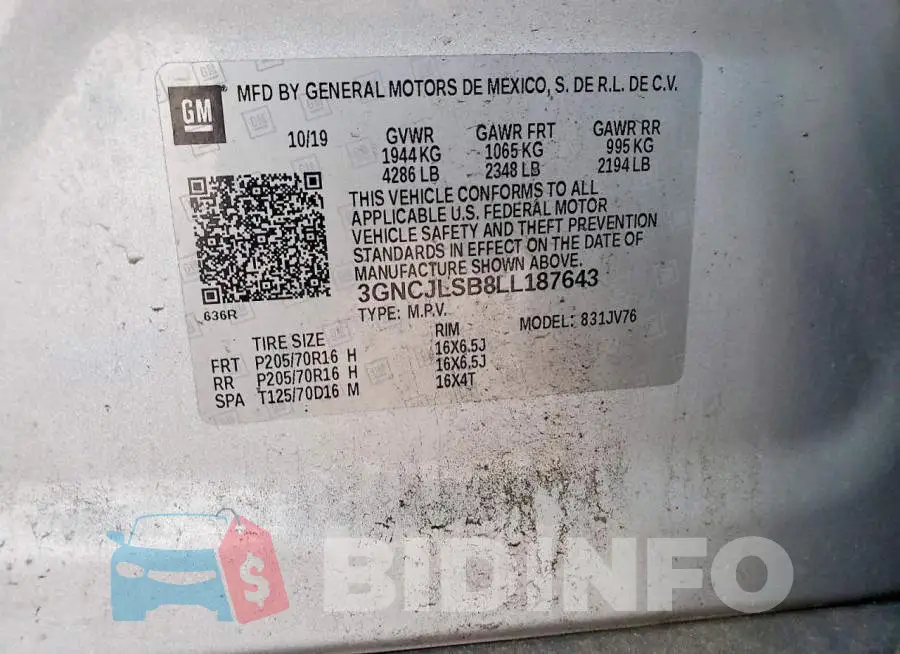 3GNCJLSB8LL187643 Photo# 12