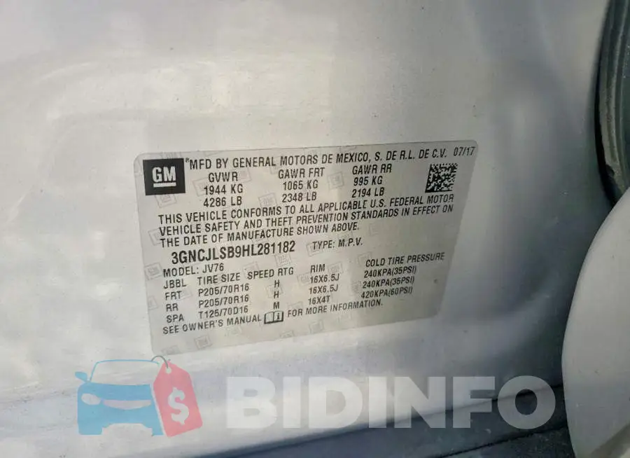 3GNCJLSB9HL281182 Photo# 13
