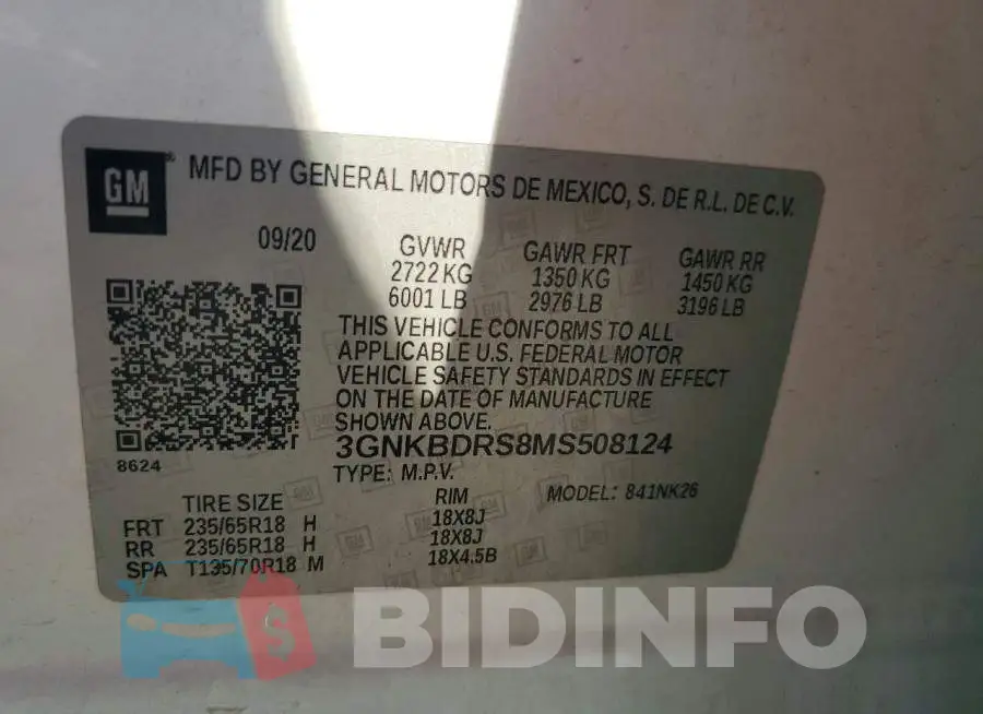 3GNKBDRS8MS508124 Photo# 14