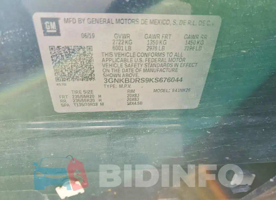 3GNKBDRS9KS676044 Photo# 13