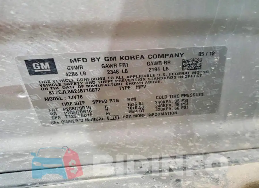 KL7CJLSB2JB716072 Photo# 12