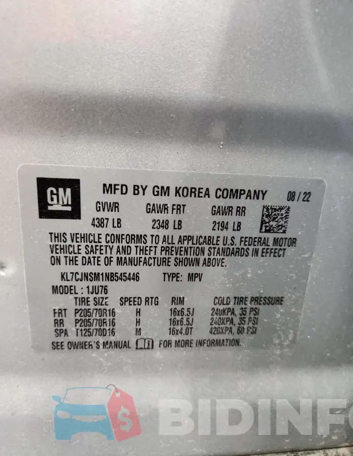 KL7CJNSM1NB545446 Photo# 13