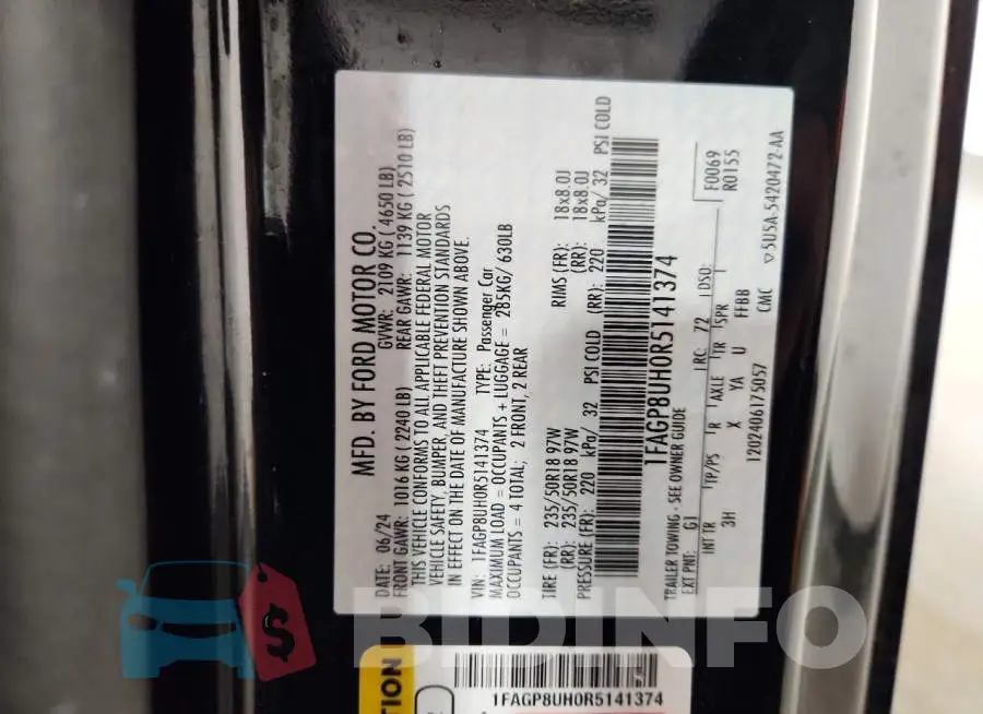 1FAGP8UH0R5141374 Photo# 12