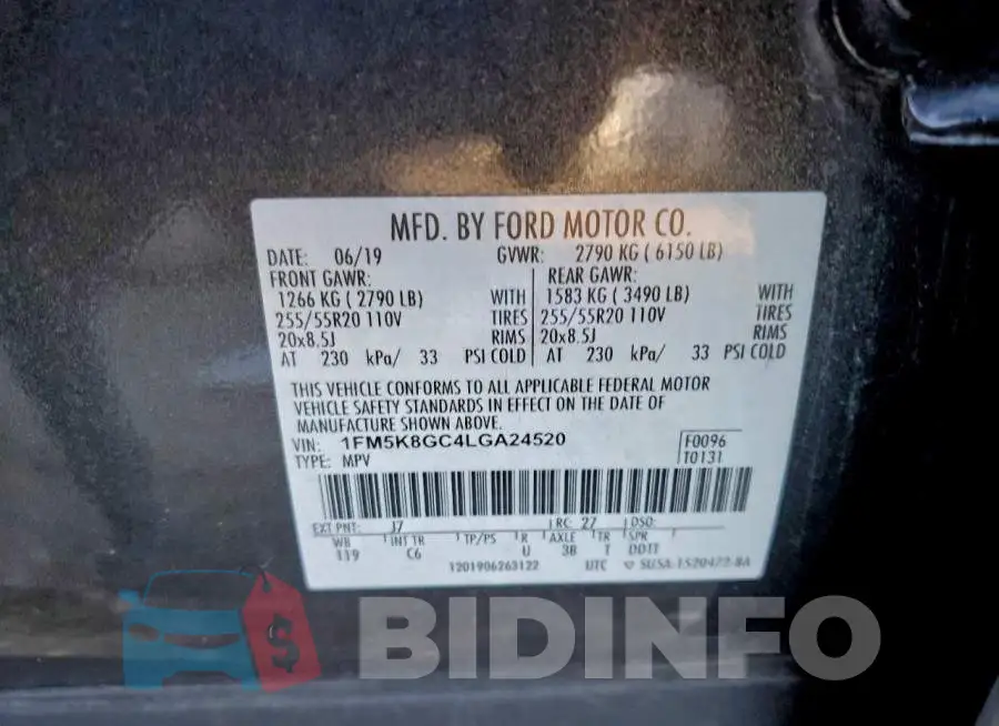 1FM5K8GC4LGA24520 Photo# 13