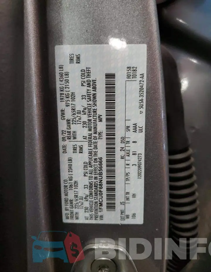 1FMCU0F68NUB56666 Photo# 14