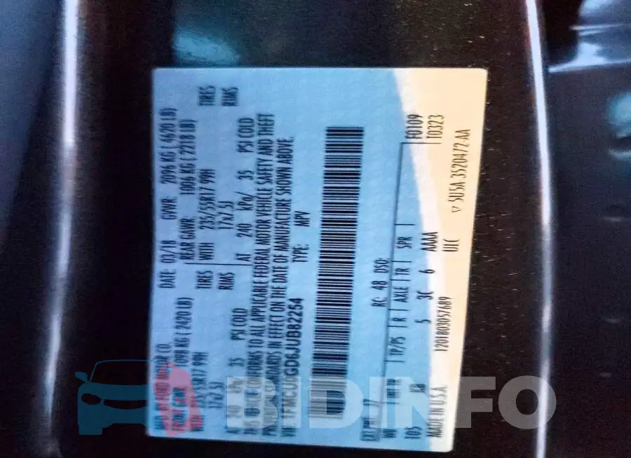 1FMCU0GD6JUB82254 Photo# 12