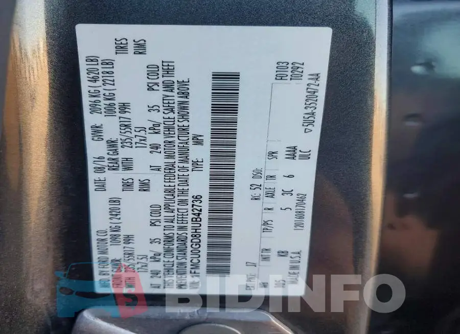 1FMCU0GD8HUB42736 Photo# 13