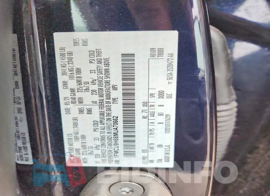 1FMCU9H68MUA70662 Photo# 13
