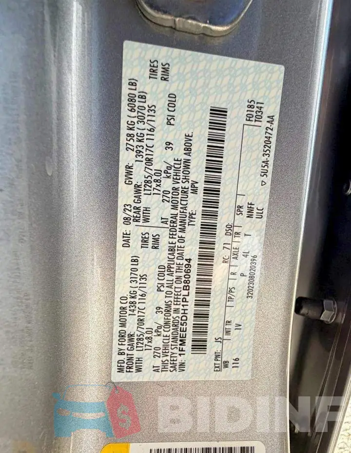 1FMEE5DH1PLB80694 Photo# 10