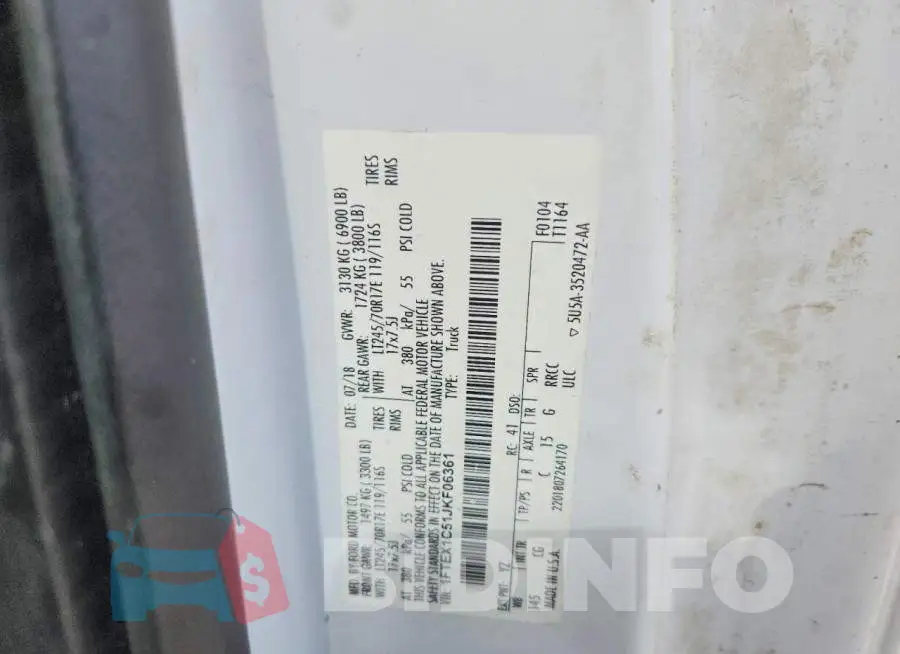 1FTEX1C51JKF06361 Photo# 12