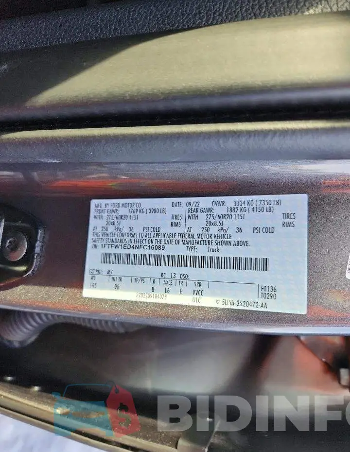 1FTFW1ED4NFC16089 Photo# 12
