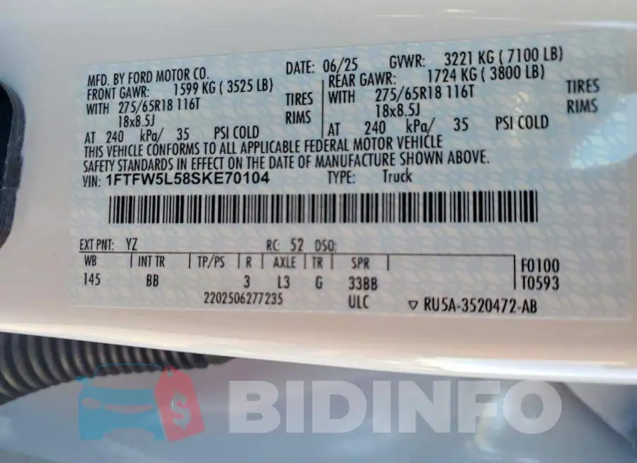 1FTFW5L58SKE70104 Photo# 13