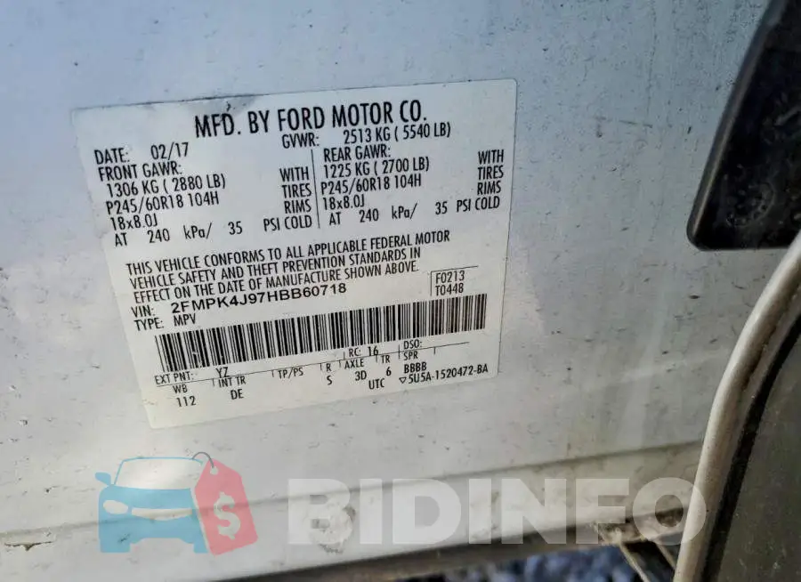 2FMPK4J97HBB60718 Photo# 13