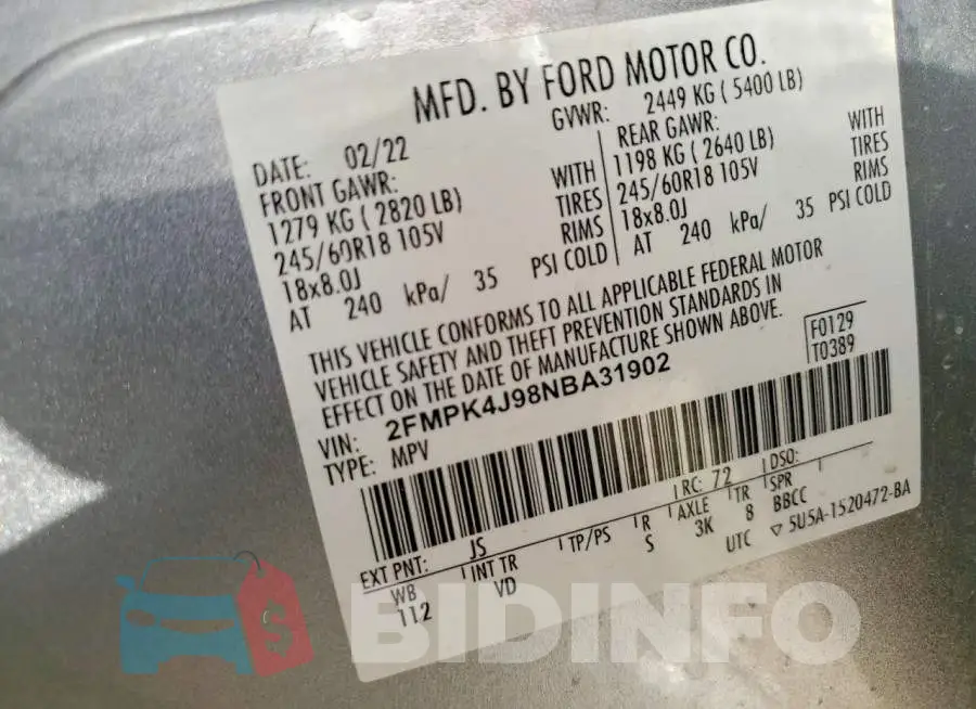 2FMPK4J98NBA31902 Photo# 12