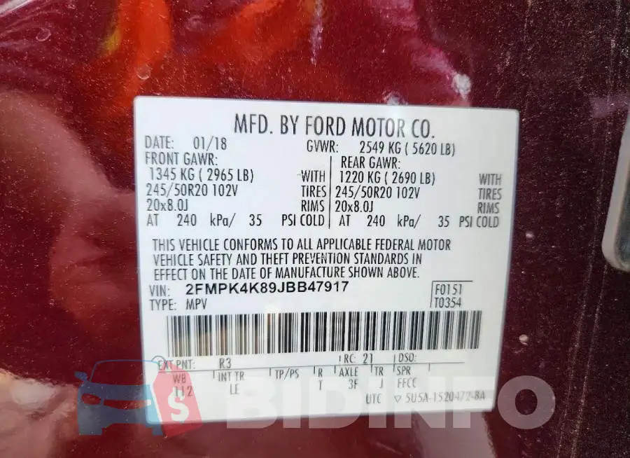 2FMPK4K89JBB47917 Photo# 13