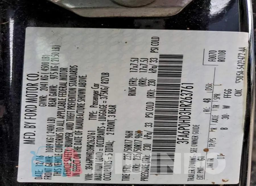 3FA6P0HD3HR263761 Photo# 13