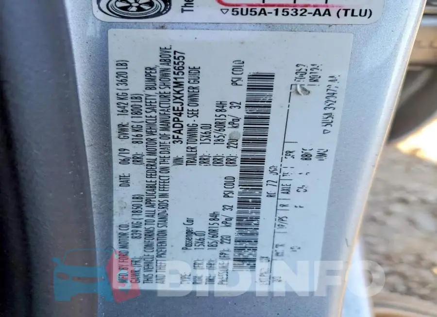 3FADP4EJXKM156557 Photo# 12