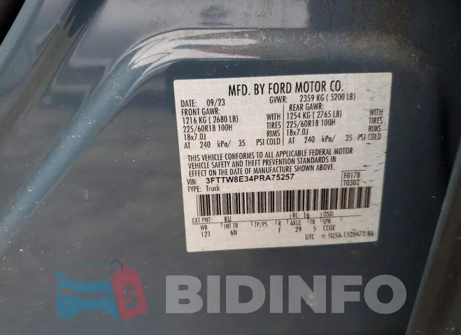 3FTTW8E34PRA75257 Photo# 12