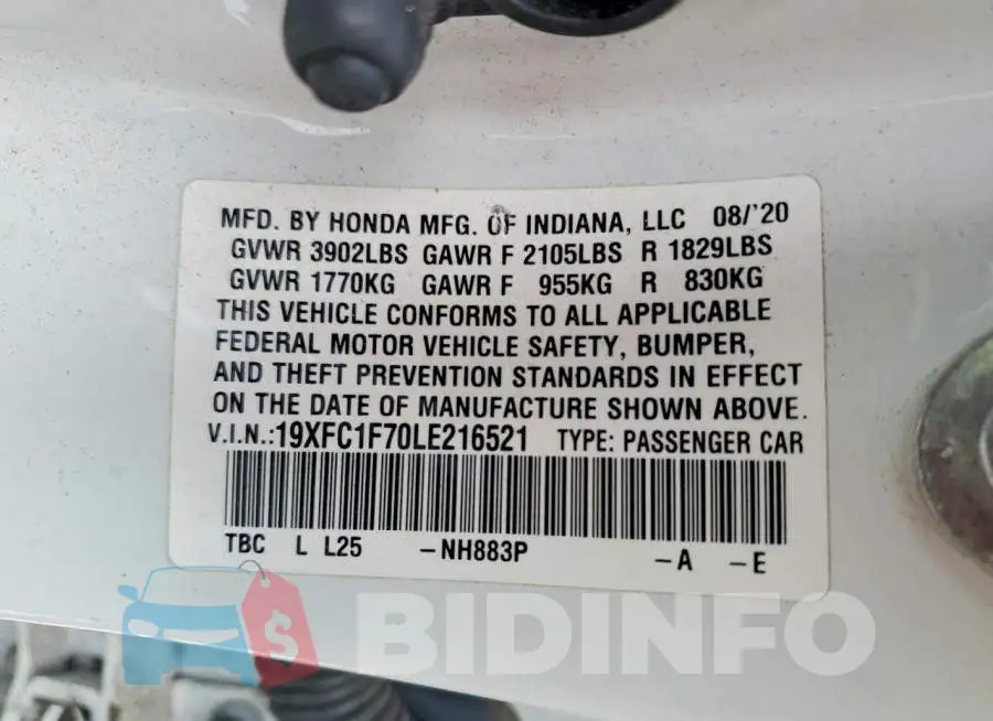 19XFC1F70LE216521 Photo# 13