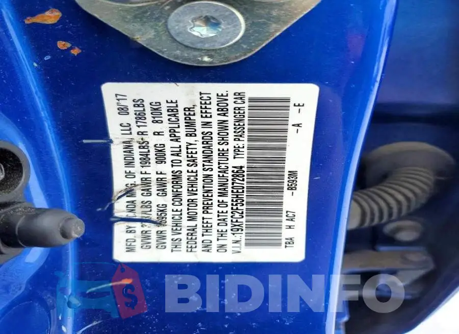 19XFC2F55HE072864 Photo# 12