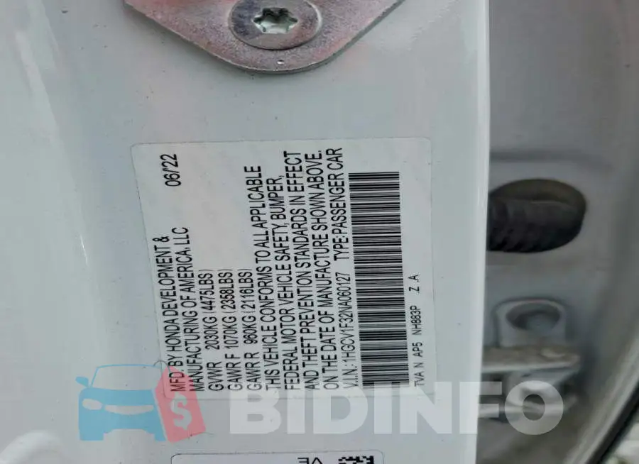1HGCV1F32NA060127 Photo# 12