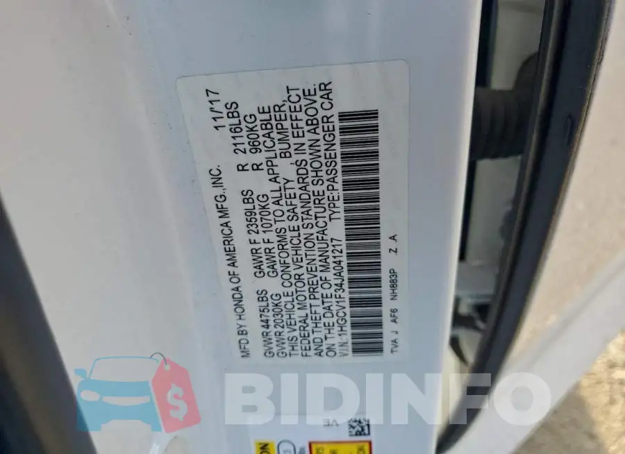 1HGCV1F34JA041217 Photo# 12