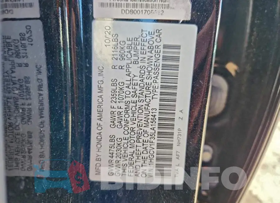 1HGCV1F35LA156413 Photo# 12