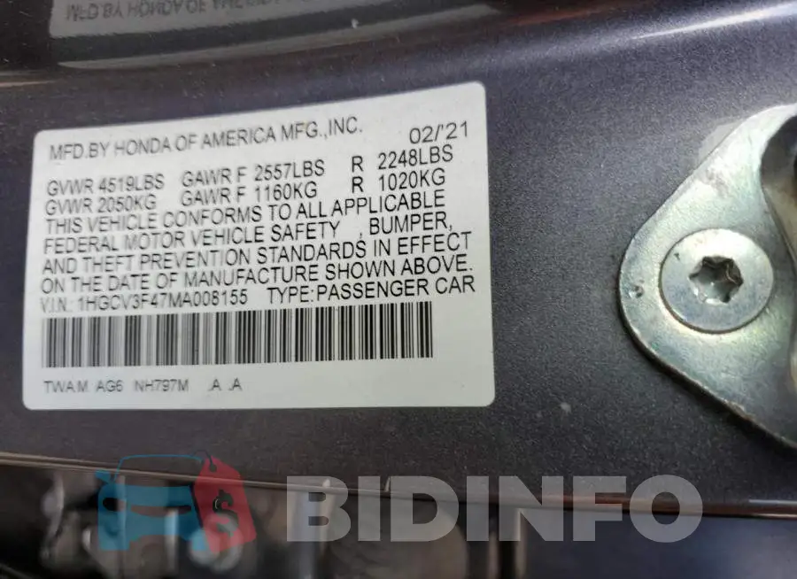 1HGCV3F47MA008155 Photo# 12