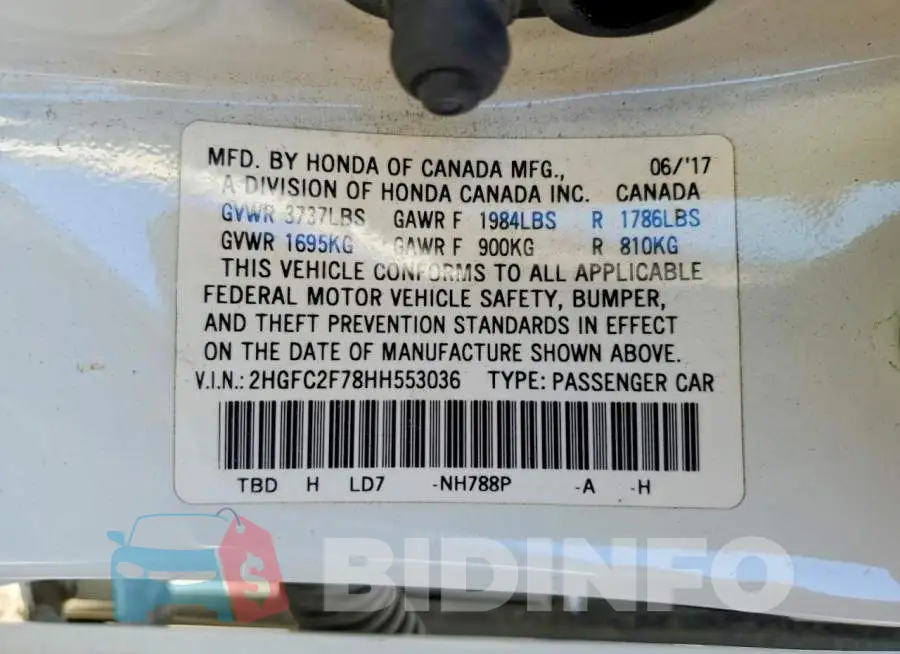2HGFC2F78HH553036 Photo# 13