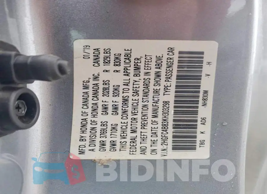 2HGFC4B83KH303298 Photo# 13