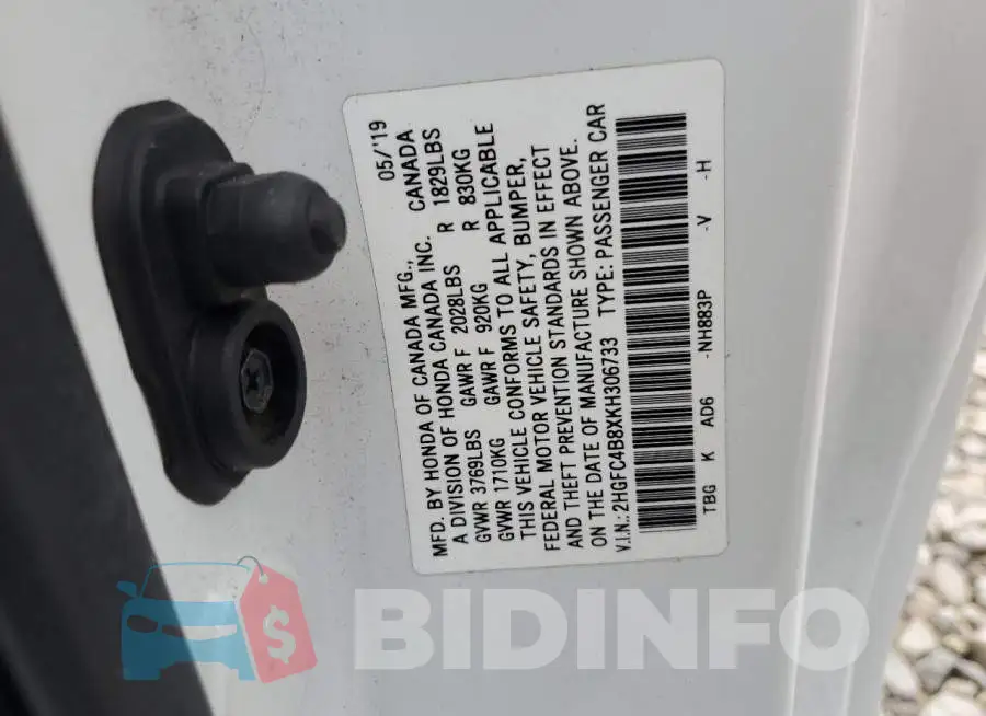 2HGFC4B8XKH306733 Photo# 12