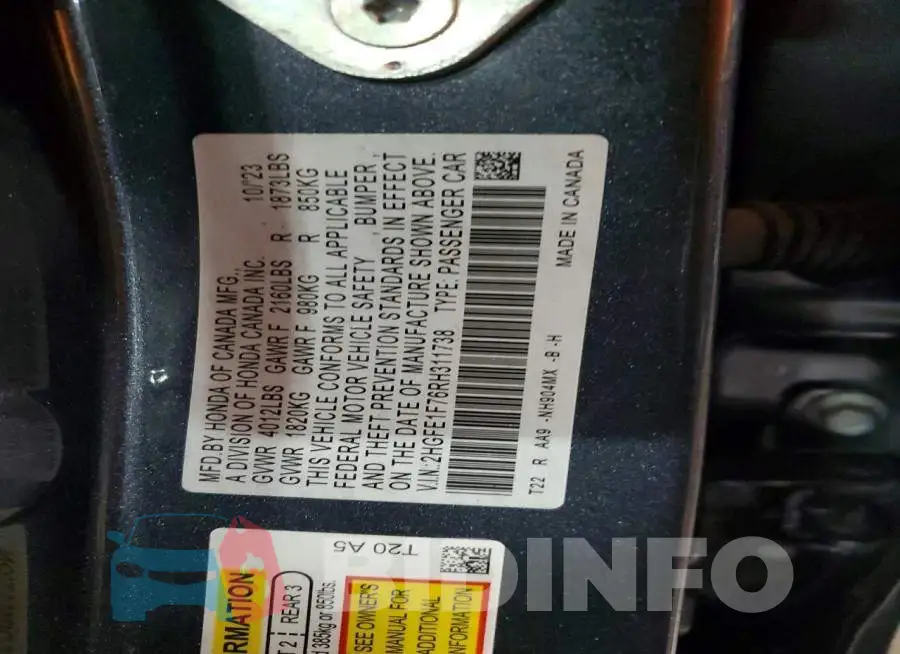2HGFE1F76RH311738 Photo# 12