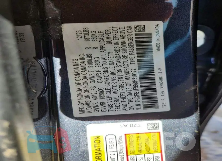 2HGFE1F99RH319172 Photo# 13