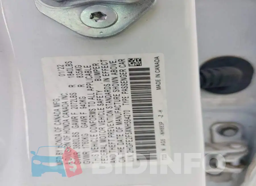 2HGFE2F5XNH564270 Photo# 12