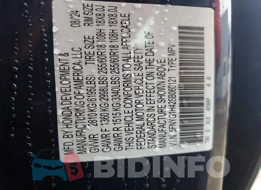 5FNYG1H42SB060121 Photo# 13
